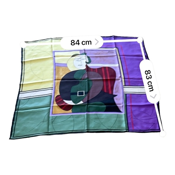 Mark A Gough Pablo Picasso Print 100% Silk Handmade Scarf. - Picture 4 of 7